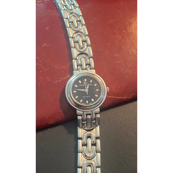 Women's Giani Giorgio Watch, Silver Tone Link Bracelet Band, Black Face - Picture 1 of 3